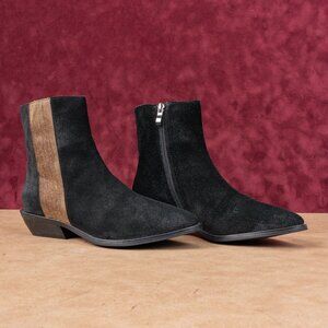 Antelope Women Black Suede Western Cowboy Ankle Pointy toe Boots sz 7US EUR38